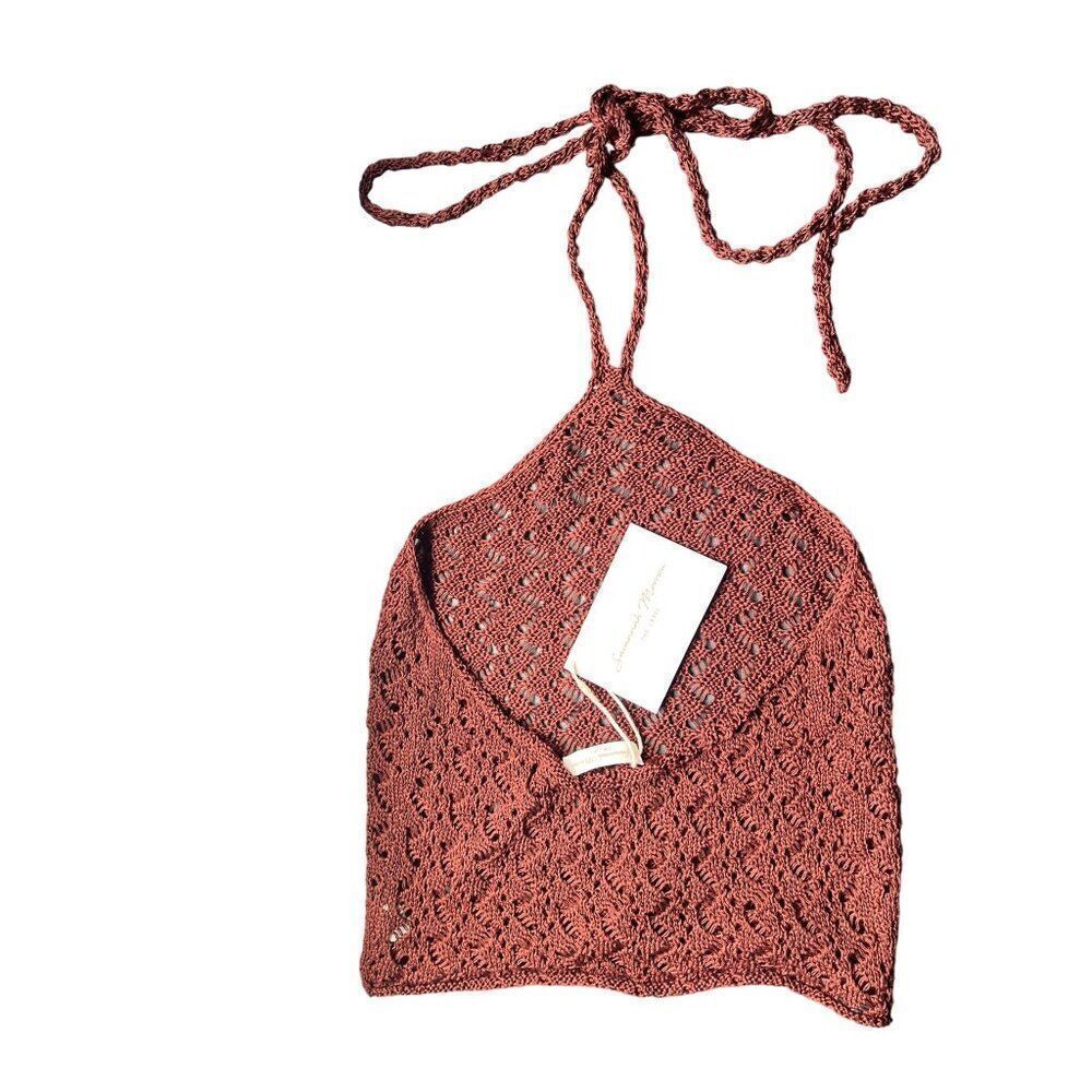 NWOT Savannah Morrow Kirra Top Crochet Halter in Cocoa Brown Small - Picture 7 of 10
